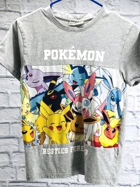 Kids' Gray Short Sleeve Graphic Tee - Pikachu & Friends